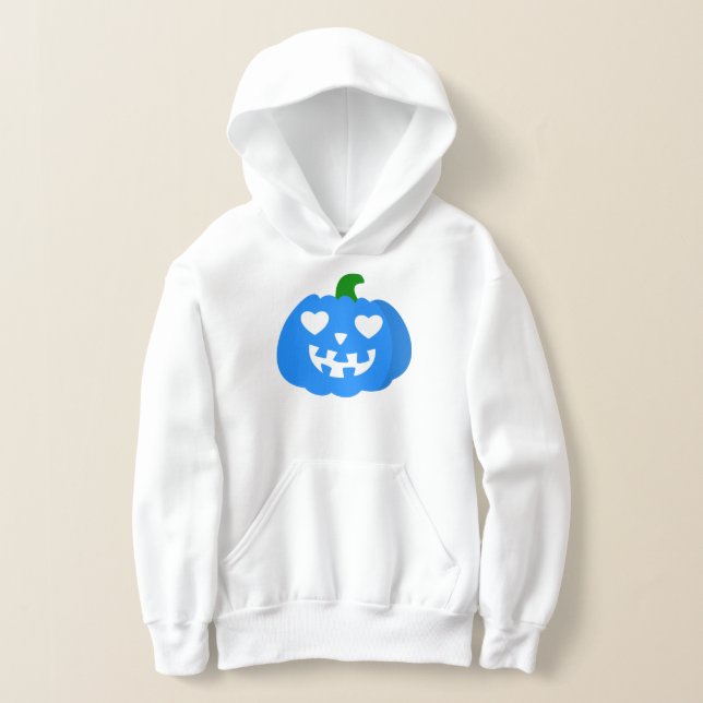 Camiseta abóbora jack-o-lantern coração de halloween azul (Postura )