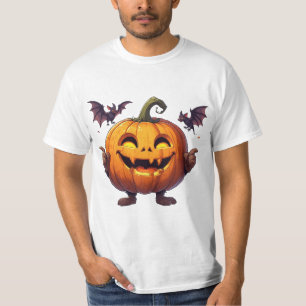 Camiseta Abóbora Jack O Lantern Morcegos de Halloween 🎃