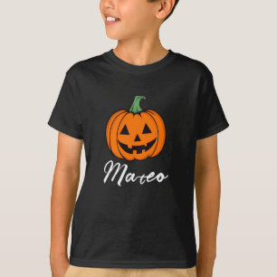 Camiseta Abóbora Laranja Fofa Nome Monograma Meninos Hallow