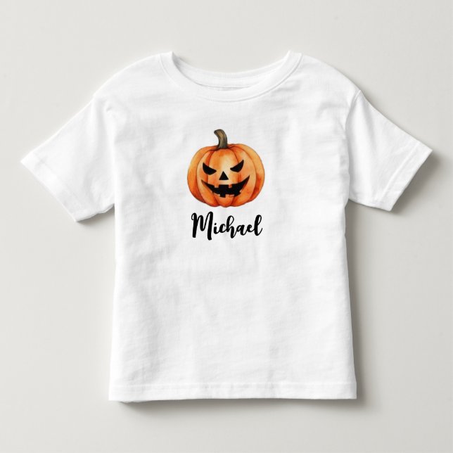 Camiseta Abóbora Laranja Personalizada com Nome Halloween F (Frente)