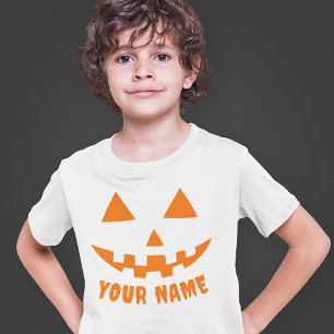 Camiseta Abóbora Laranja Personalizada de Halloween Nome da