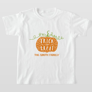 Camiseta Abóbora Laranja Verde Fofa ou Doces Halloween