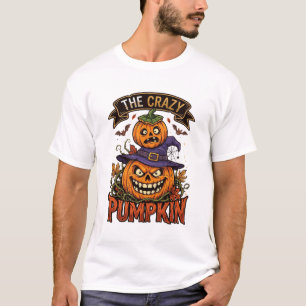Camiseta Abóbora Louca Halloween Bruxa Chapéu Morcegos