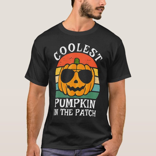 Camiseta Abóbora Mais Fresca Do Halloween Nos Rapazes Retro (Frente)