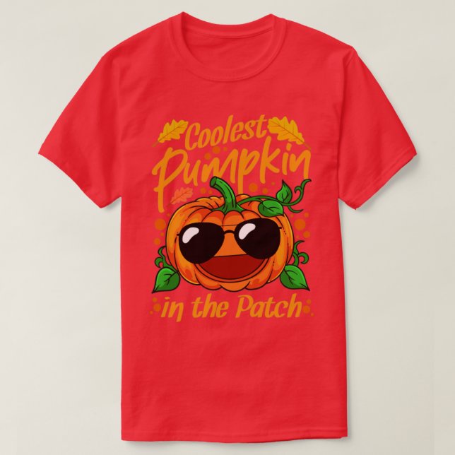 Camiseta Abóbora Mais Fria No Patch Halloween2 (Frente do Design)