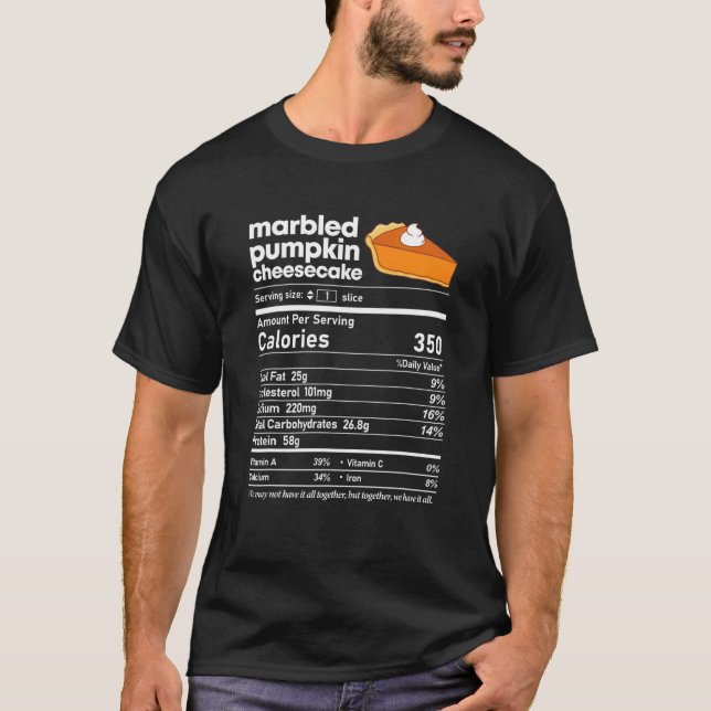 Camiseta Abóbora Marmoreada Fatos Nutricionais do Chesecake (Frente)
