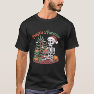 Camiseta Abóbora para Esqueleto de Hortelã-Pimenta Divertid