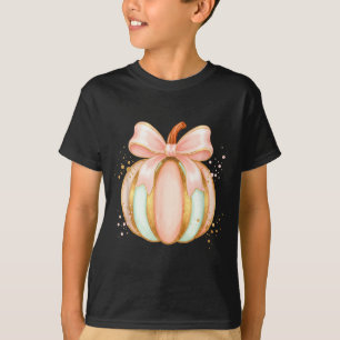 Camiseta Abóbora pastel com arco outono halloween fofo