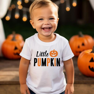 Camiseta Abóbora Pequena Laranja e Preto Halloween Moderno