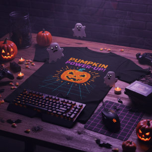 Camiseta Abóbora Power-Up Retro Gamer Halloween