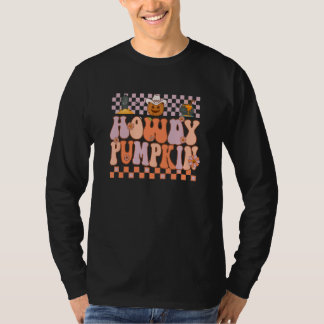 Camiseta Abóbora Retro Howdy Groovy Halloween Abóbora Espan