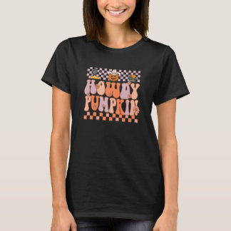 Camiseta Abóbora Retro Howdy Groovy Halloween Abóbora Espan