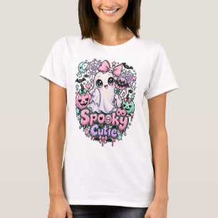 Camiseta Abóbora Rosa Kawaii Temporada Assustadora