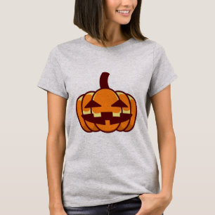 Camiseta Abobora Simples com Rosto de Jack-O'-Lantern Sorri