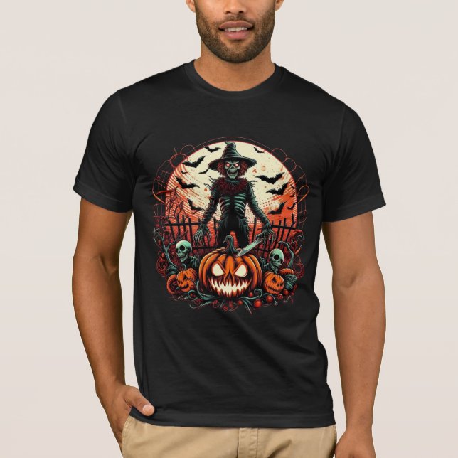 Camiseta Abóbora Sinistra do Espantalho Jack O Lantern Hall (Frente)