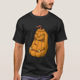 Camiseta "Abóbora Sorriso Mau – Monstro de Desenho de Hallo