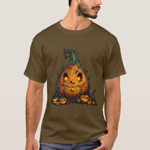 Camiseta Abóbora Spooky Jack O’Lantern com Olhos Brilhantes
