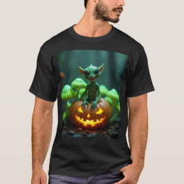 Camiseta Abóbora verde e alienígena de Halloween