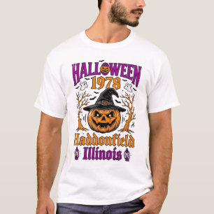 Camiseta Abóbora Vintage Halloween Haddonfield Illinois Shi
