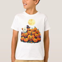 Camiseta Abóboras Adoráveis de Halloween com rostos sorride