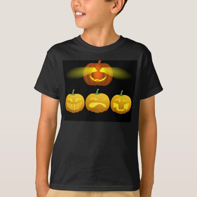 Camiseta Abóboras Assustadoras de Halloween. (Frente)