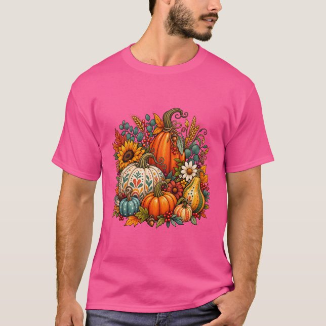 Camiseta Abóboras Boho de Outono (Frente)