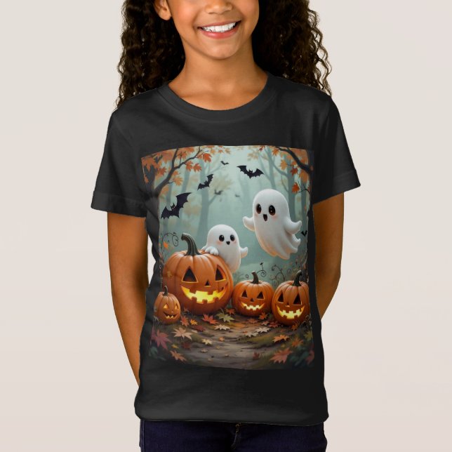 Camiseta Abóboras cogumelos e aranhas e fantasmas (Frente)