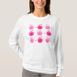 Camiseta Abóboras com Filigrama Rosa e Branco de Outono
