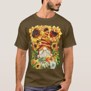 Camiseta Abóboras Cuecas Queda Gnomo Para Mulheres E Sunfl