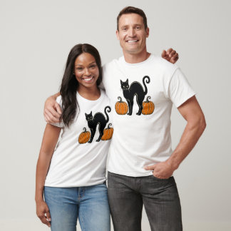 Camiseta Abóboras de Gato Preto Vintage Assustadoras de Hal