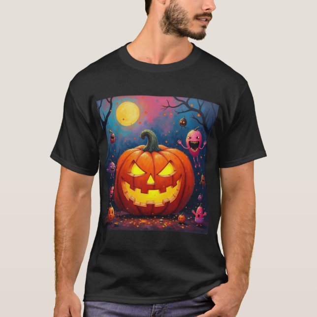 Camiseta Abóboras de halloween assustadoras (Frente)