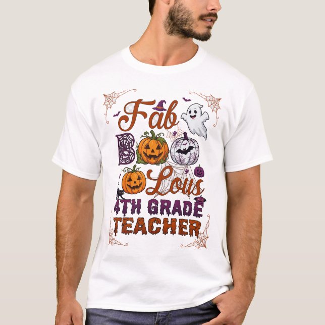 Camiseta Abóboras de Halloween do Professor da 4ª Série Fab (Frente)
