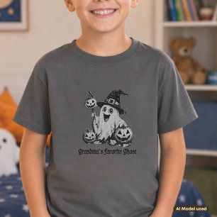 Camiseta Abóboras de Halloween Retrô do Fantasma Favorito d