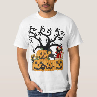 Camiseta Abóboras de um Dia das Bruxas, pássaros pretos e