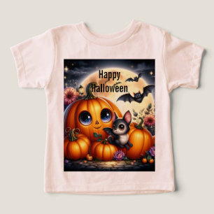 Camiseta Abóboras e Morcegos de Halloween