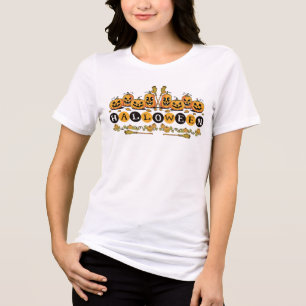 Camiseta Abóboras e Vassouras Abstratas de Halloween