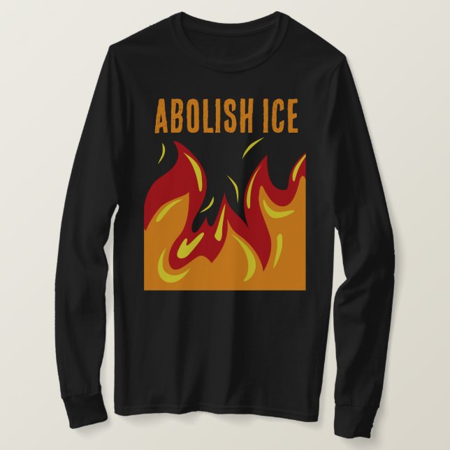 CAMISETA ABOLIÇÃO DO ICE COM CHAMAS (Frente do Design)