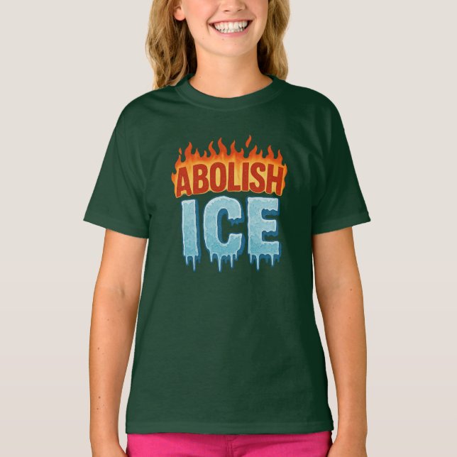 Camiseta Abolir ICE – Protesto Fogo vs Gelo (Frente)