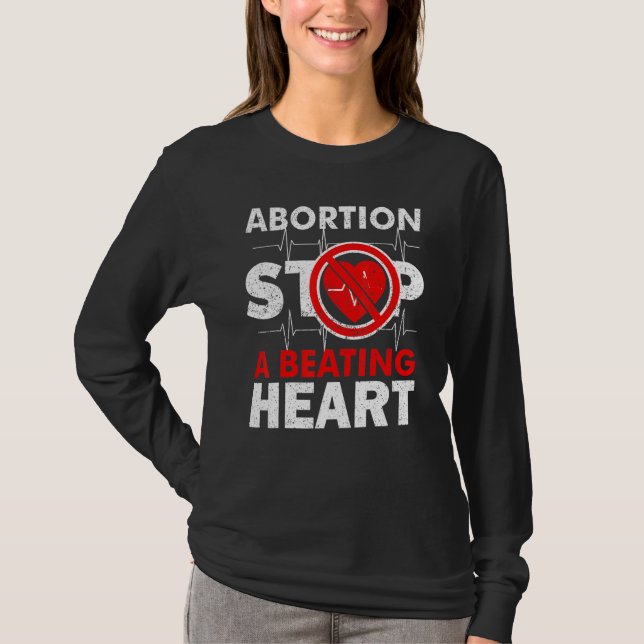 Camiseta Aborto Pára Uma Vida Cardíaca (Frente)