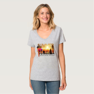 Camiseta Abra o Verão Mulheres com Decote em V