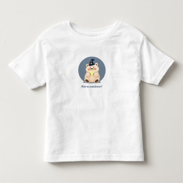 Camiseta Abracadabear! Camisa-T De Crianças De Urso Mágico  (Frente)