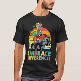 Camiseta Abraçar Diferenças Autismo dinossauro Caminhão Mon