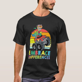 Camiseta Abraçar Diferenças Autismo dinossauro Caminhão Mon