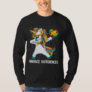 Camiseta Abraçar Diferenças Dabbing Unicorn Autism Awarene