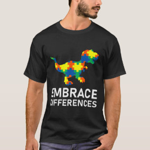 Camiseta Abraçar Diferenças de Dinossauro Sensibilização pa