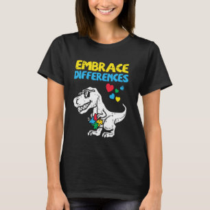 Camiseta Abraçar Diferenças Dino Meninos Autismo Consciente