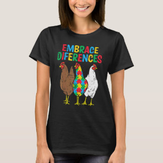Camiseta Abraçar Diferenças Galinha Puzzle Conscientização 