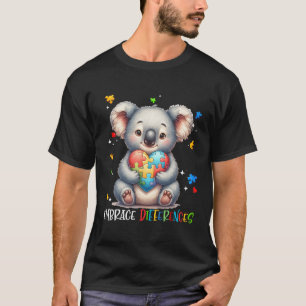 Camiseta Abraçar Diferenças Quebra-Cabeça Coração Coala Con