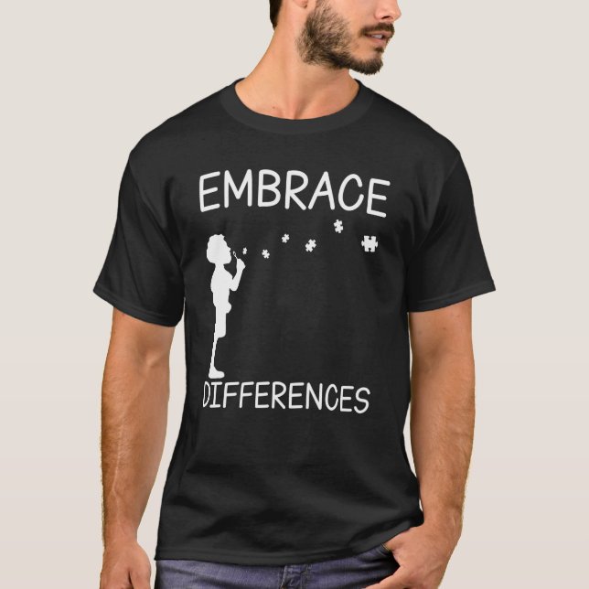 Camiseta Abraçar Diferenças Suportam o Dia da Consciência d (Frente)