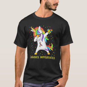 Camiseta Abraçar Diferenças Unicórnio Dabbing Puzzle Autism